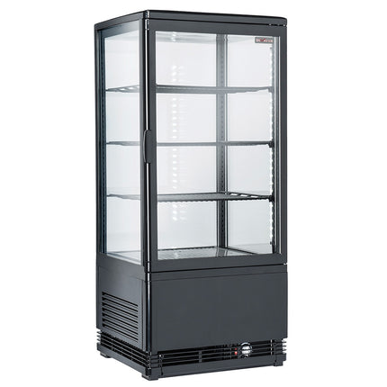 Ventileret display bord model, 4 glassider, 4 niveauer, 80 liter - "Sort"