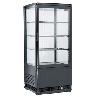 Ventilated display table model, 4 glazed sides, 4 levels, 80 litres - "Black"