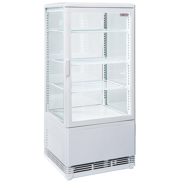 Ventilated display table model, 4 levels, 4 glass sides, 80 liters - WHITE