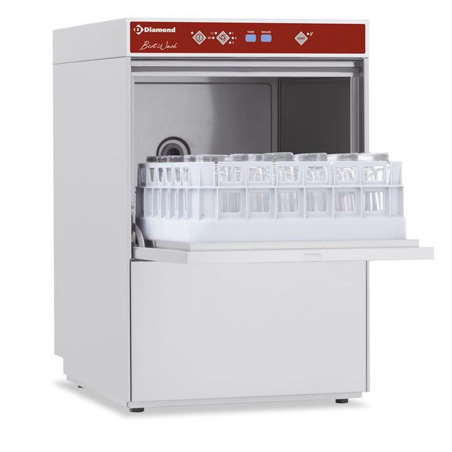Glasopvaskemaskine, kurv 400x400 mm "Fuld-Hygiène", med skyllemiddel kontinuerligt vaskeprogram