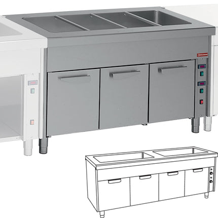 Bain Marie sur armoire chaude 2x 3 GN 1/1