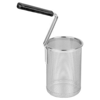 Rounded basket for pasta cooker with lateral handle