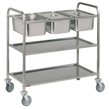 Rustfrit stål Serveringsvogn, 3x GN 1/1 + 2 niveauer