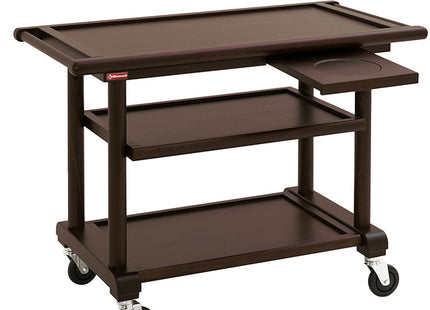 Trolley service, 3 levels. "wengé" wood, dressage shelf