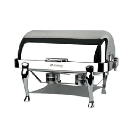 Ensemble de deux soupières chauffées au bain marie, complètes de plaque électrique réglable.