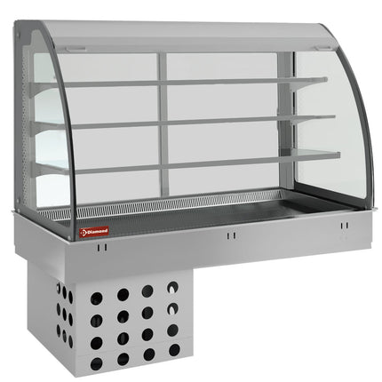 Élément haut et présentoir ouvert sur 3 niveaux (avec rideau), réfrigéré, ventilé, 4x GN 1/1