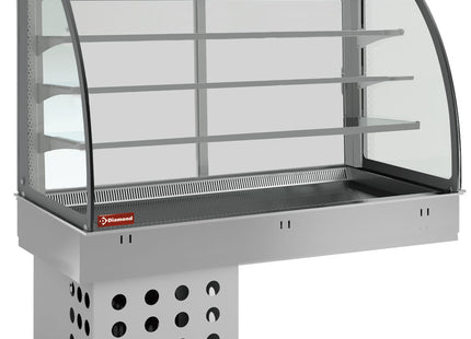 Élément haut et présentoir ouvert sur 3 niveaux (avec rideau), réfrigéré, ventilé, 5x GN 1/1