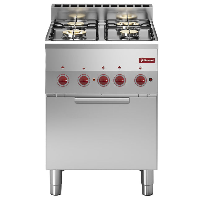 Cuisinière à gaz 4 feux et four électrique à convection GN 2/3