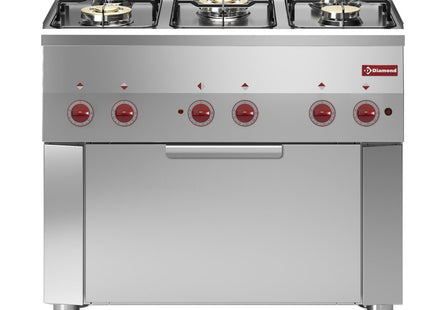 Cuisinière à gaz 5 feux et four électrique à convection GN 1/1