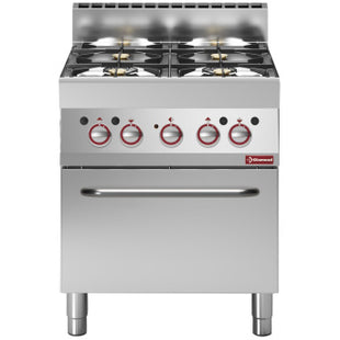 Cuisinière à gaz 4 feux et four électrique à convection GN 1/1