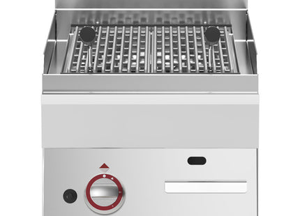 Lava stone gas grill, cast iron cooking grid -Top-