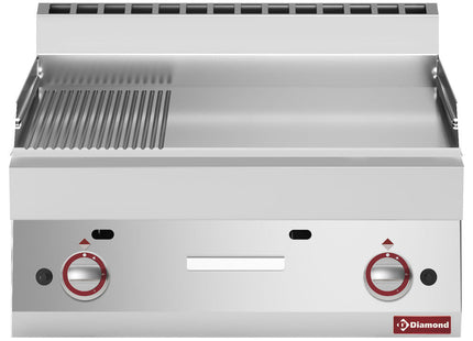 Gas cooking plate 2/3 flat and 1/3 ribbed -Top-