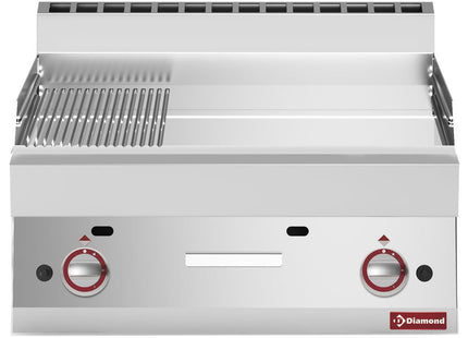Gas cooking plate 2/3 flatt - 1/3 ribbed -Top- hard chrome "50 µm"