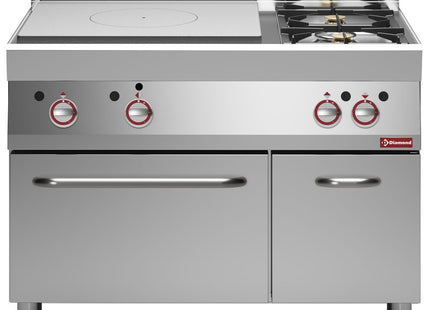 Cuisinière à gaz avec plaque de cuisson, 2 feux, four à gaz et placard neutre