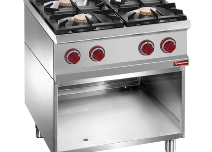 Cuisinière composée de : 4 feux et base ouverte