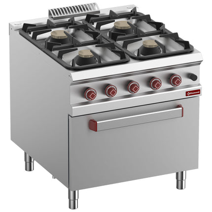 Cuisinière 4 feux sur four gaz GN 2/1