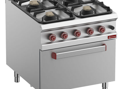Cuisinière 4 feux sur four gaz GN 2/1