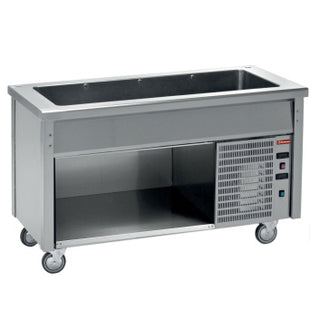 Element with refrigerated deep tank on open cupboard