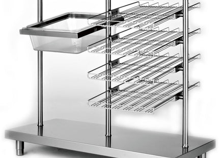 glas, bakke, bestikboks og rulledispenser