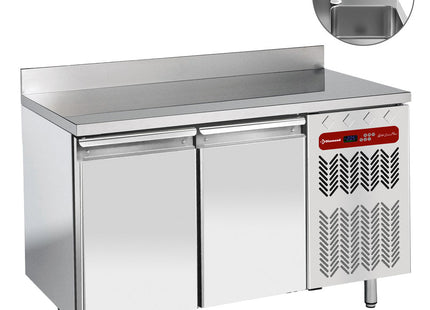 Ventilated "wall" cooling table, ventilated, 2 doors GN 1/1, with sink