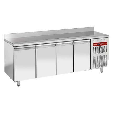 Table réfrigérée murale, ventilée, 4 portes EN 600x400, 760 litres