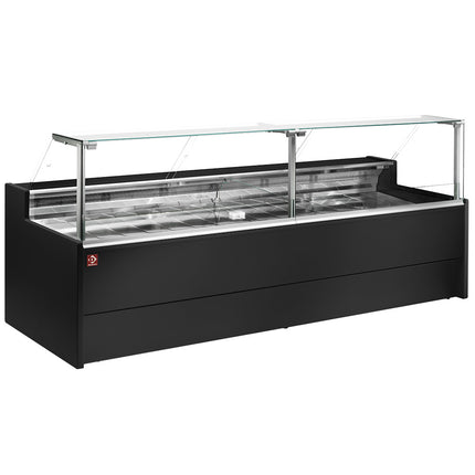 Vitrine réfrigérée ventilée avec vitre droite 90° avec cellier - NOIR
