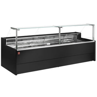 Vitrine réfrigérée ventilée avec vitre droite 90° avec cellier - NOIR