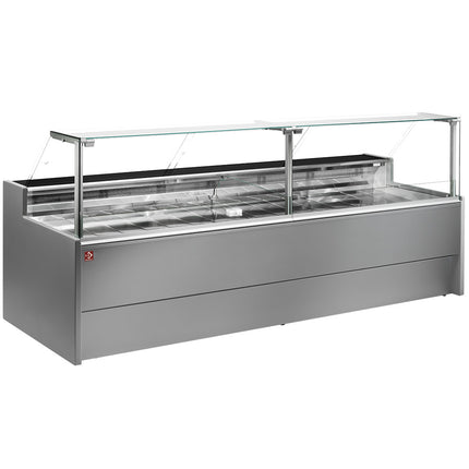 Vitrine réfrigérée ventilée avec vitre droite 90° avec cellier - GRIS