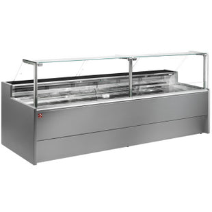 Ventilated refrigerated counter display with straight glass panel 90° with storeroom - GREY