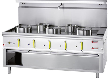 Wok stove 5 burners with water curtain
