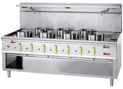 Wok stove 7 burners with water curtain