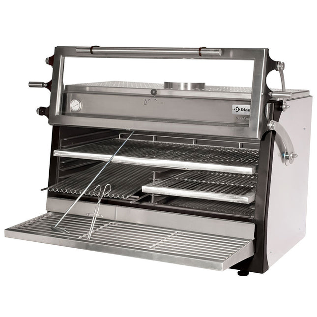 Kolugn-BBQ, GN 2/1 + GN 1/1 (120 Kg/h)- Lyftbar dörr/Rostfritt stål