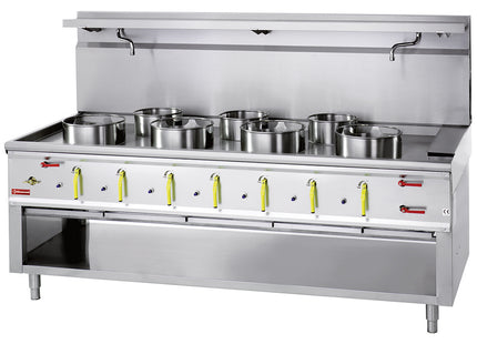 Wok stove 7 burners with water curtain
