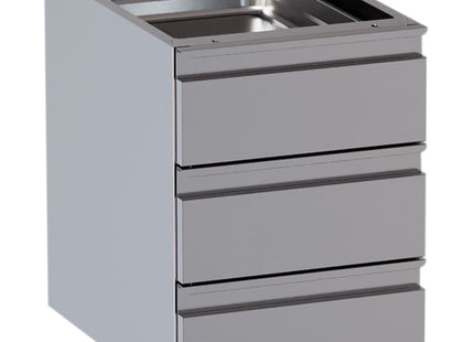Bloc 3 drawers (table depth 600 mm) – Telescopic guides