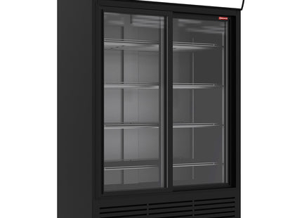 Positiv kyldisplay 1230 liter, ljuslåda, 2 skjutbara Dörrar - SVART