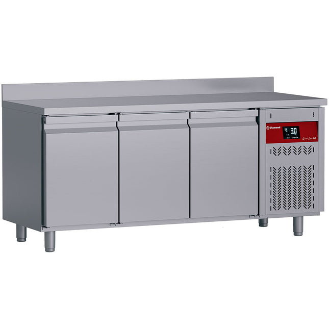 Wall-mounted ventilated refrigerated table, 3 doors GN 1/1, 405 liters
