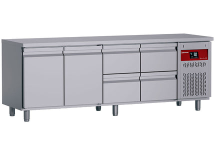 Ventilated refrigerated table, 4 doors GN 1/1, 550 Lit. + Kit of 2 drawers (1/2+1/2 h200mm), for DT../P9H x2