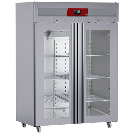 Ventilated refrigerator 1400 liters 2 glass doors GN 2/1, on wheels