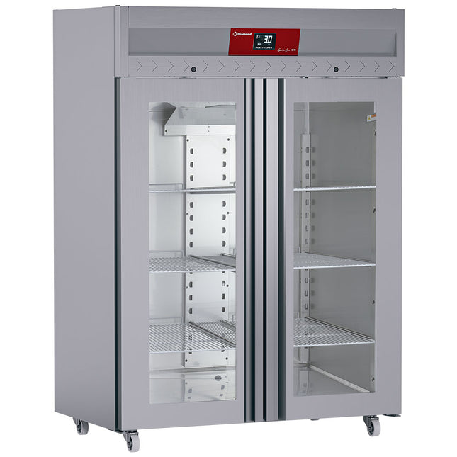 Ventilert kjøleskap 1400 liter 2 glassdører GN 2/1, på hjul