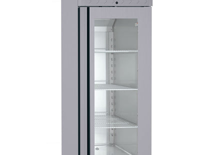 Réfrigérateur ventilé 700 litres, 1 porte vitrée (GN 2/1), sur roulettes