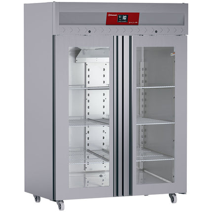 Ventilated freezer 1400 liters, 2 glass doors GN 2/1, on wheels