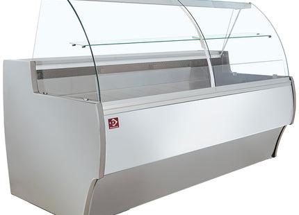 Vitrine réfrigérée vitrine bombée, ventilée, avec réserve - GRIS/BLANC