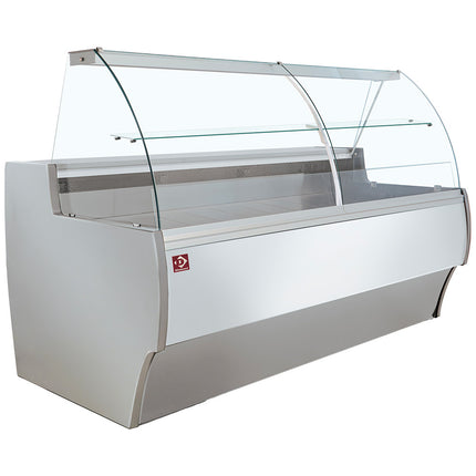 Vitrine réfrigérée vitrine bombée, ventilée, avec réserve - GRIS/BLANC