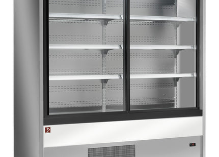 Ventilerad kylvägg med glasskjut Dörrar - GRÅ/VITT