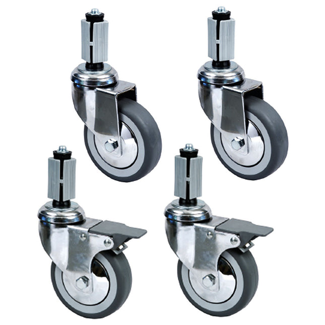 Set of 4 chromed wheels Ø 100 (2 with brakes) for tables