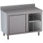 Neutral cabinet table, sliding doors, with rear backsplash