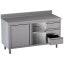 Cabinet table with 2 sliding doors, 3 drawers, with rear backsplash