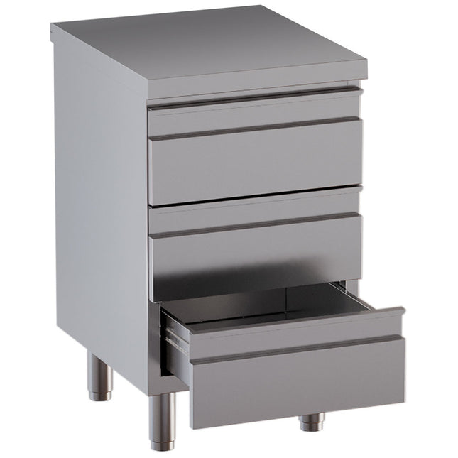 Table on cupboard with 3 drawers