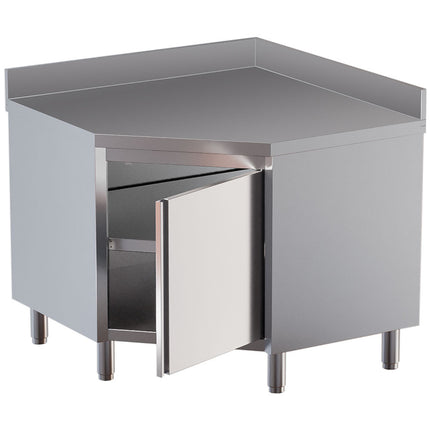 Tables on cupboard with angle 90°, with rear backsplash