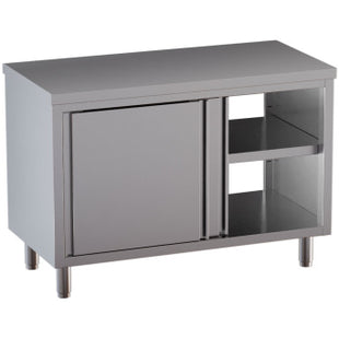 Neutral cabinet table, sliding doors, central pass-through